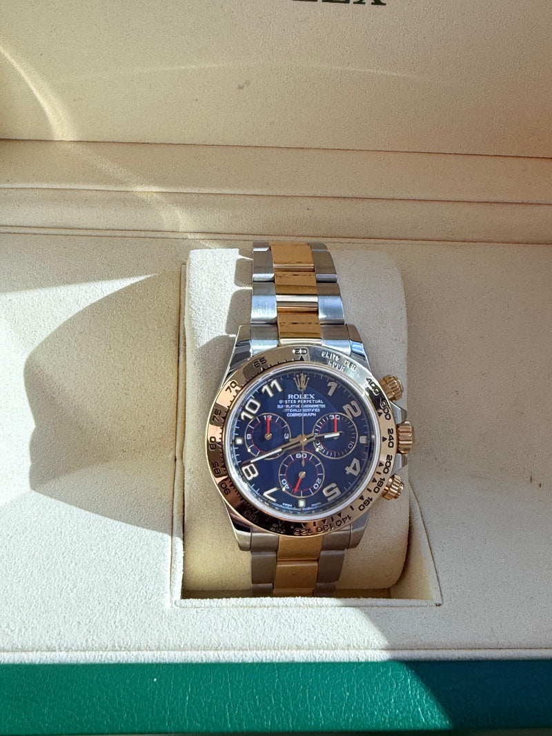 Rolex Cosmograph Daytona 40mm Blue Racing Dial Gold Steel Men's Watch 116503