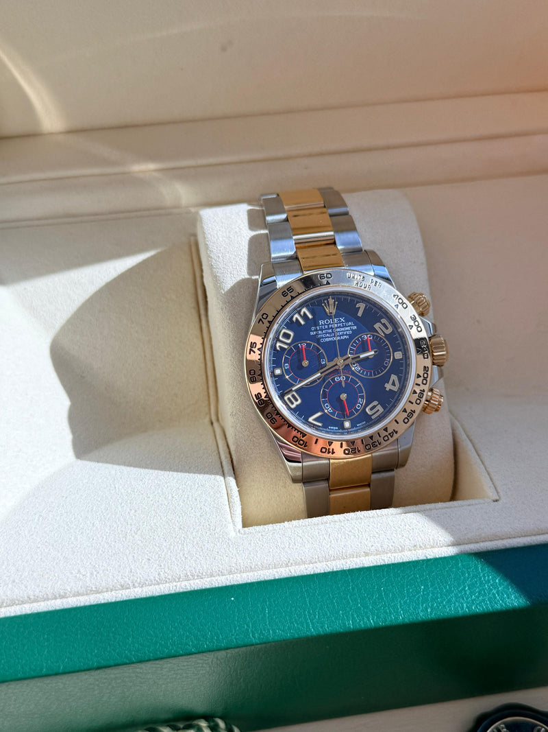 Rolex Cosmograph Daytona 40mm Blue Racing Dial Gold Steel Men's Watch 116503
