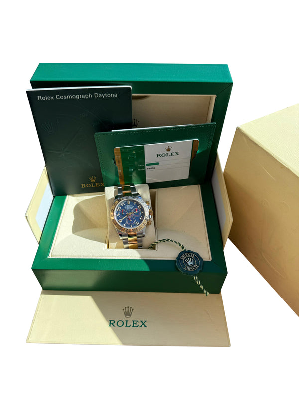 Rolex Cosmograph Daytona 40mm Blue Racing Dial Gold Steel Men's Watch 116503