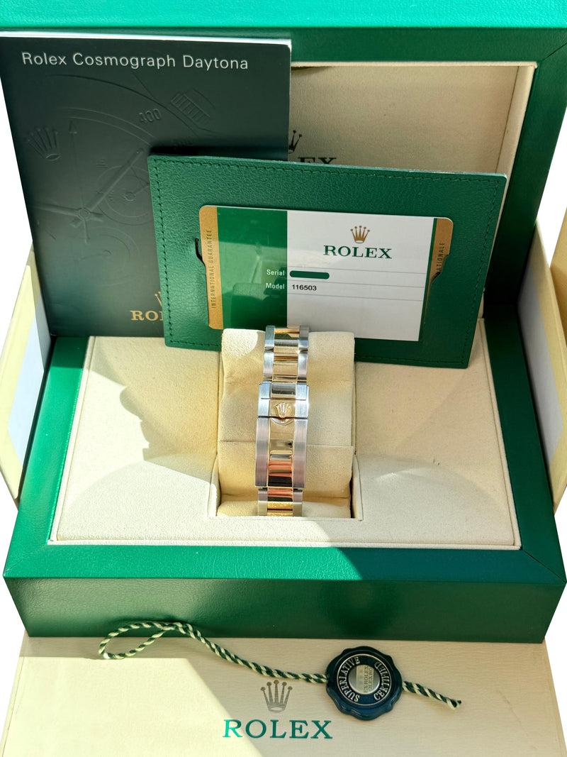 Rolex Cosmograph Daytona 40mm Blue Racing Dial Gold Steel Men's Watch 116503