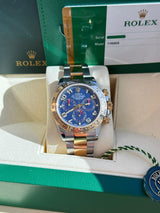 Rolex Cosmograph Daytona 40mm Blue Racing Dial Gold Steel Men's Watch 116503