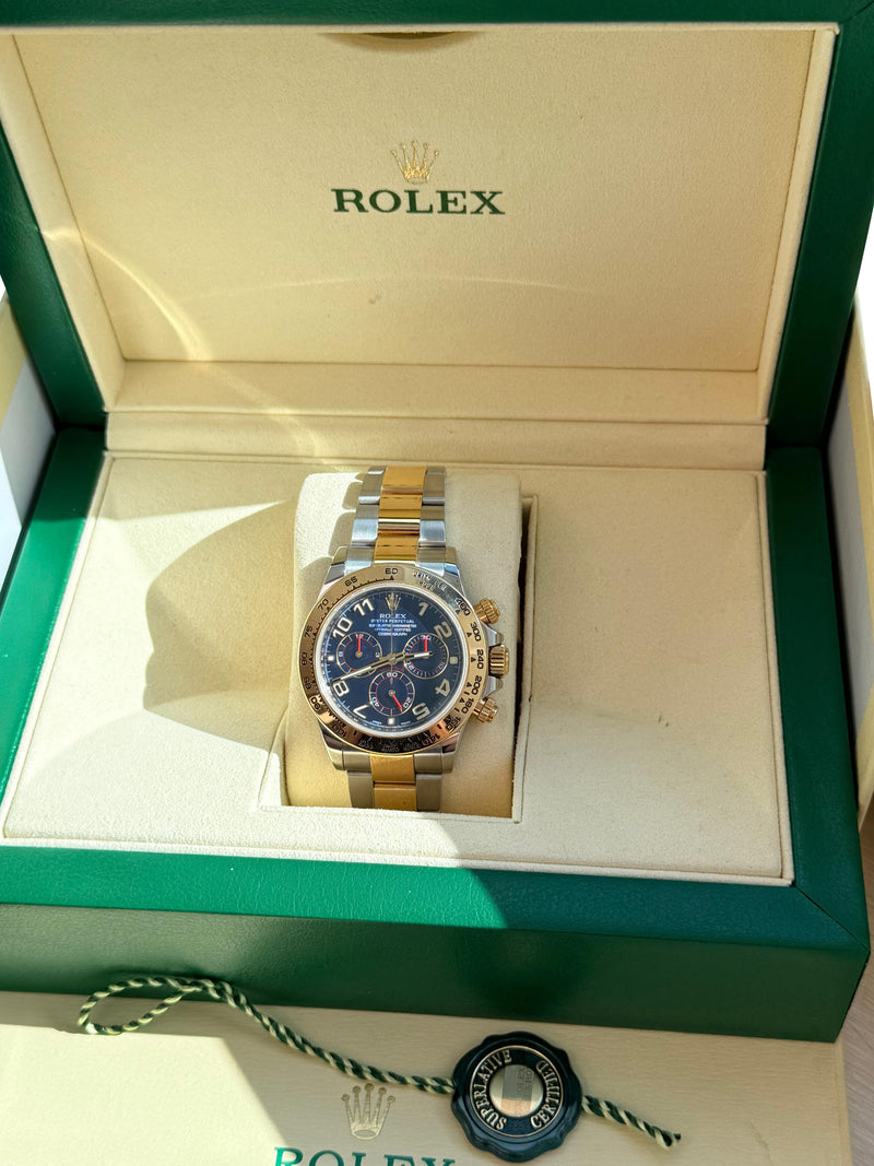 Rolex Cosmograph Daytona 40mm Blue Racing Dial Gold Steel Men's Watch 116503