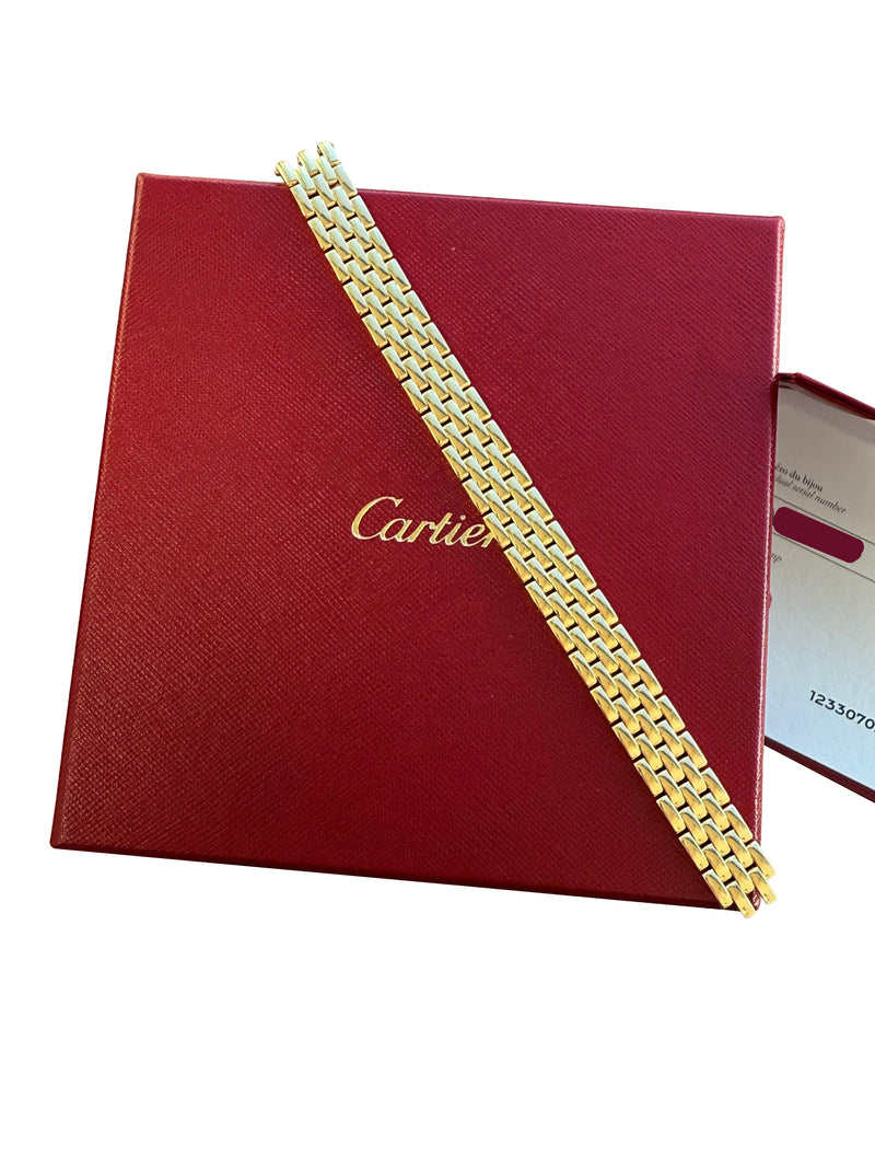 Cartier Maillon Panthere Five Rows Yellow Gold Bracelet In Size 16