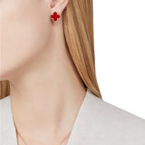 Van Cleef & Arpels Vintage Alhambra Carnelian Clip Back Earrings 18K Yellow Gold