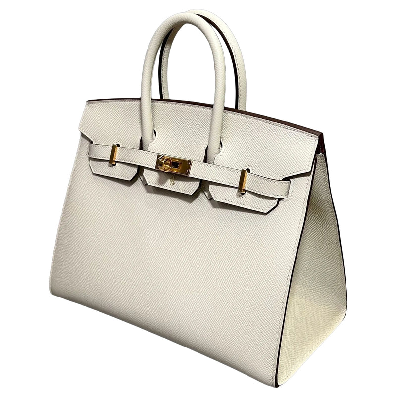 Hermes Birkin 25 Craie Togo Leather Gold Hardware Handbag