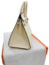 Hermes Birkin 25 Craie Togo Leather Gold Hardware Handbag