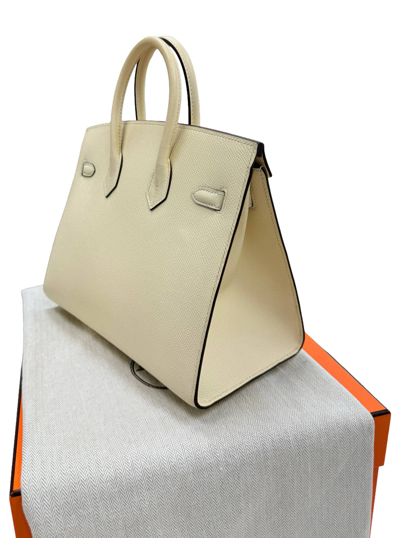 Hermes Birkin 25 Craie Togo Leather Gold Hardware Handbag