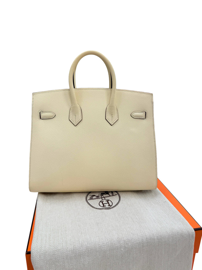 Hermes Birkin 25 Craie Togo Leather Gold Hardware Handbag