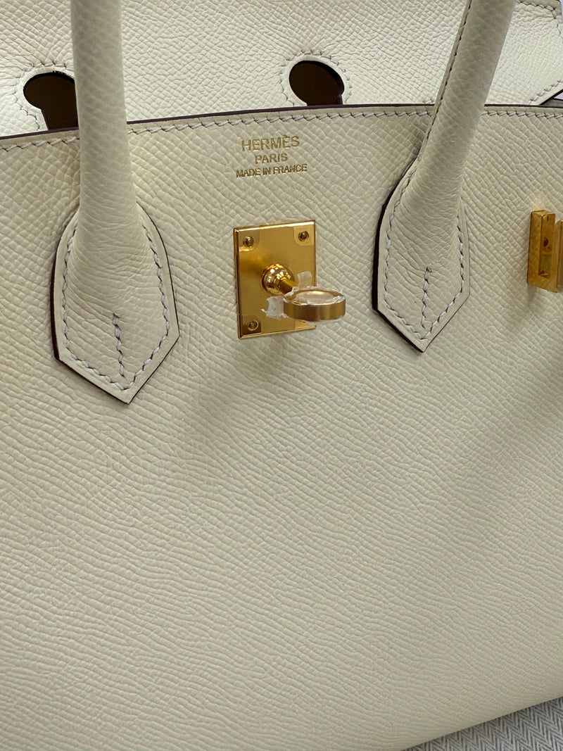 Hermes Birkin 25 Craie Togo Leather Gold Hardware Handbag