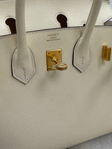 Hermes Birkin 25 Craie Togo Leather Gold Hardware Handbag