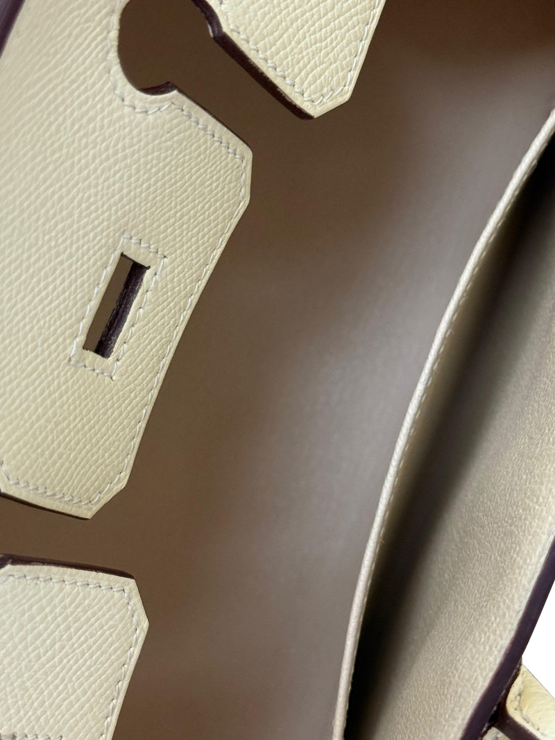 Hermes Birkin 25 Craie Togo Leather Gold Hardware Handbag