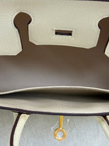 Hermes Birkin 25 Craie Togo Leather Gold Hardware Handbag