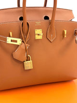 Hermes Birkin Sellier 25 Gold Epsom Leather Rolled Handles Gold Hardware Handbag