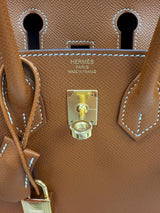 Hermes Birkin Sellier 25 Gold Epsom Leather Rolled Handles Gold Hardware Handbag