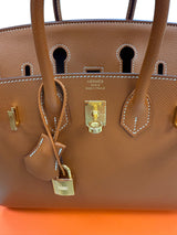 Hermes Birkin Sellier 25 Gold Epsom Leather Rolled Handles Gold Hardware Handbag