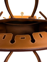 Hermes Birkin Sellier 25 Gold Epsom Leather Rolled Handles Gold Hardware Handbag