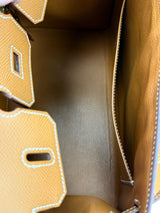 Hermes Birkin Sellier 25 Gold Epsom Leather Rolled Handles Gold Hardware Handbag