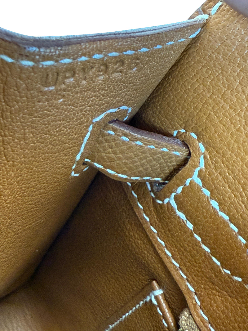 Hermes Birkin Sellier 25 Gold Epsom Leather Rolled Handles Gold Hardware Handbag