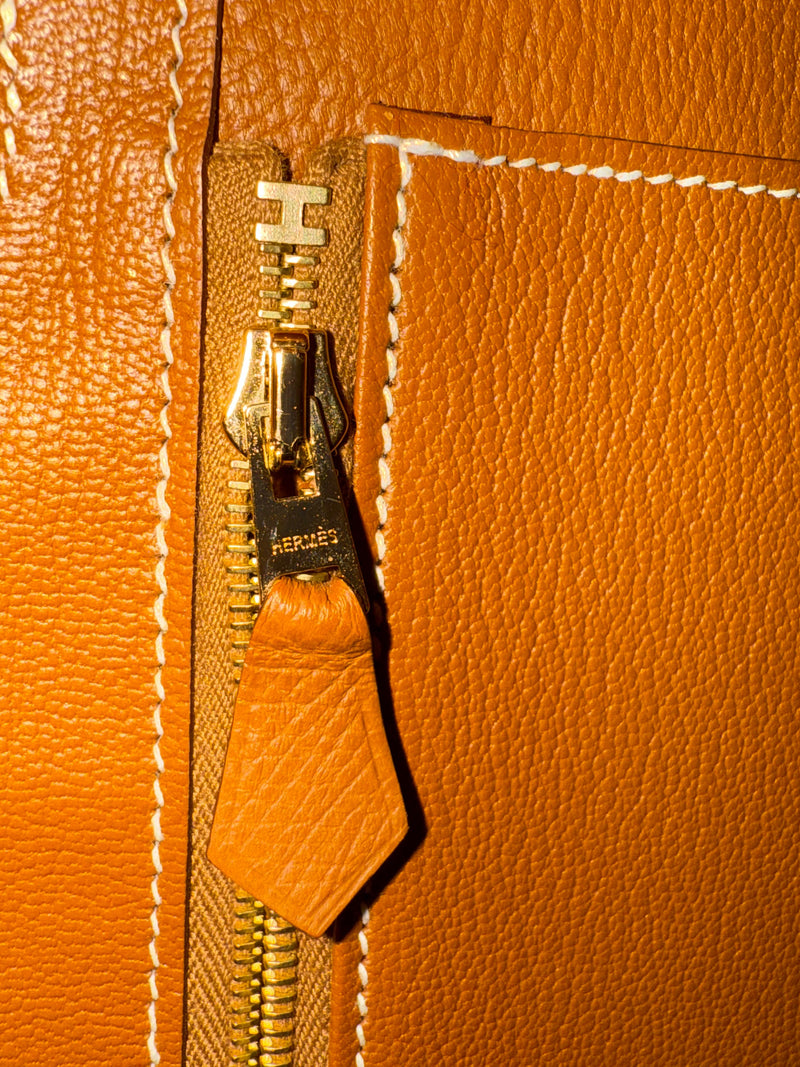 Hermes Birkin Sellier 25 Gold Epsom Leather Rolled Handles Gold Hardware Handbag