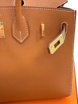 Hermes Birkin Sellier 25 Gold Epsom Leather Rolled Handles Gold Hardware Handbag