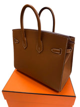 Hermes Birkin Sellier 25 Gold Epsom Leather Rolled Handles Gold Hardware Handbag