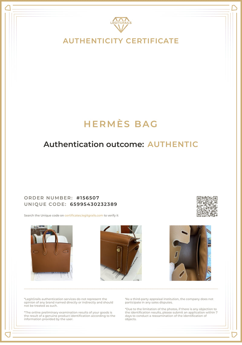 Hermes Birkin Sellier 25 Gold Epsom Leather Rolled Handles Gold Hardware Handbag