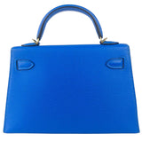 Hermes Mini Kelly 20 Blue Hydra Chèvre Leather Gold Hardware Handbag