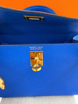 Hermes Mini Kelly 20 Blue Hydra Chèvre Leather Gold Hardware Handbag