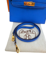 Hermes Mini Kelly 20 Blue Hydra Chèvre Leather Gold Hardware Handbag