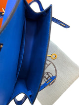 Hermes Mini Kelly 20 Blue Hydra Chèvre Leather Gold Hardware Handbag