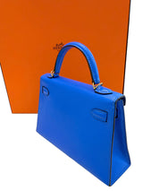 Hermes Mini Kelly 20 Blue Hydra Chèvre Leather Gold Hardware Handbag