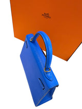 Hermes Mini Kelly 20 Blue Hydra Chèvre Leather Gold Hardware Handbag