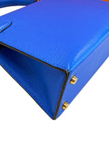 Hermes Mini Kelly 20 Blue Hydra Chèvre Leather Gold Hardware Handbag