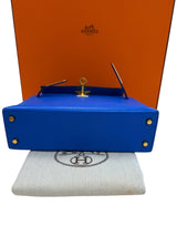 Hermes Mini Kelly 20 Blue Hydra Chèvre Leather Gold Hardware Handbag