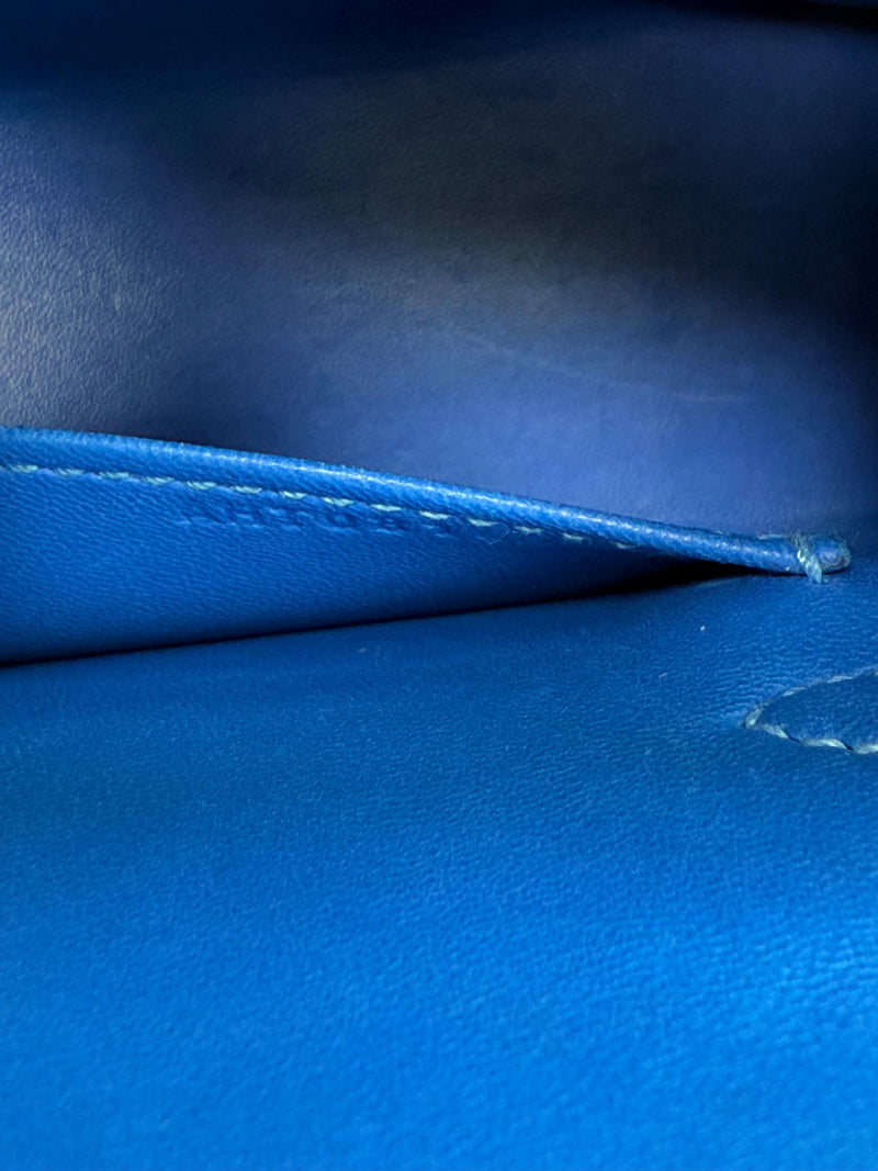 Hermes Mini Kelly 20 Blue Hydra Chèvre Leather Gold Hardware Handbag