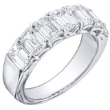 3.52ct Emerald Cut Single-Row Diamond Band Platinum Ring VVS2 E Clarity