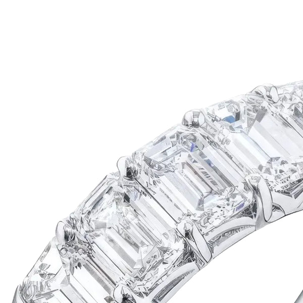 3.52ct Emerald Cut Single-Row Diamond Band Platinum Ring VVS2 E Clarity