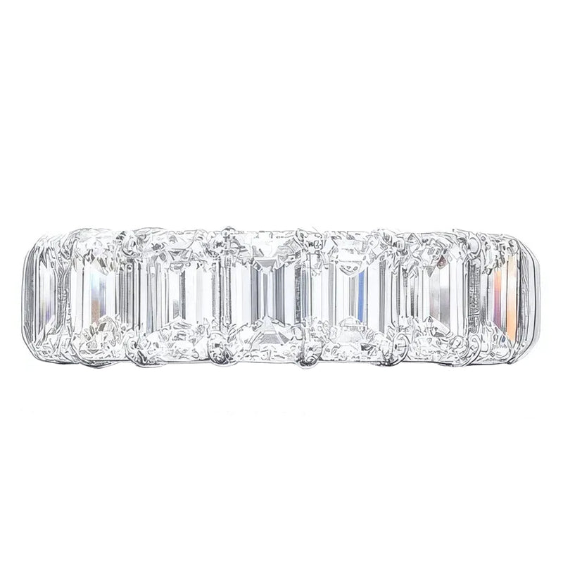 3.52ct Emerald Cut Single-Row Diamond Band Platinum Ring VVS2 E Clarity