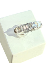3.52ct Emerald Cut Single-Row Diamond Band Platinum Ring VVS2 E Clarity