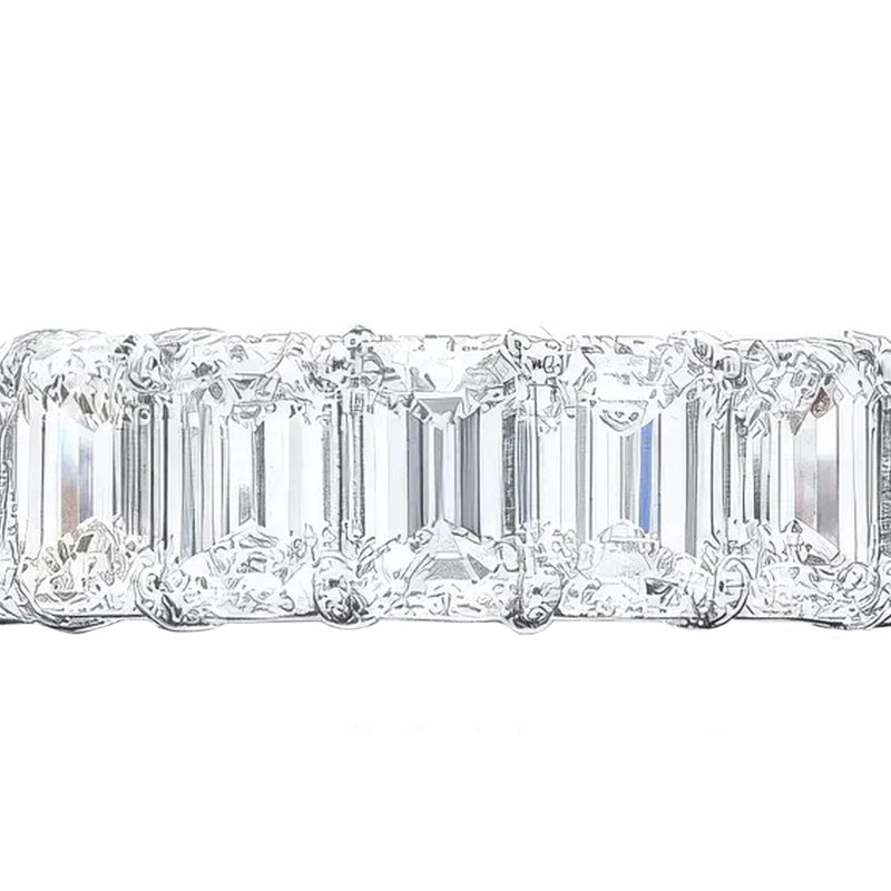 3.52ct Emerald Cut Single-Row Diamond Band Platinum Ring VVS2 E Clarity