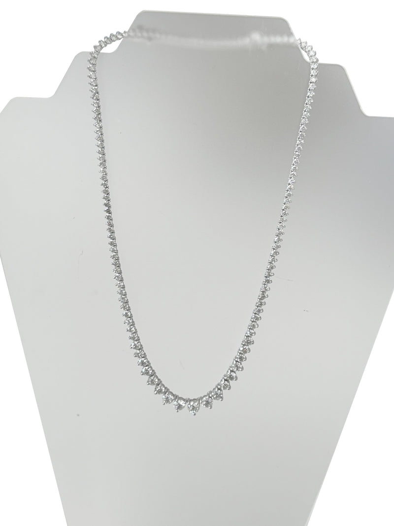 19.57ct Natural Diamond Graduated Tennis Necklace in 14K White Gold