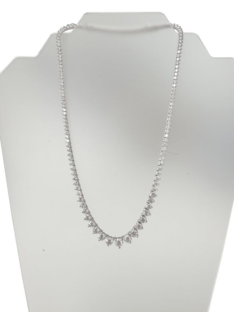 19.57ct Natural Diamond Graduated Tennis Necklace in 14K White Gold