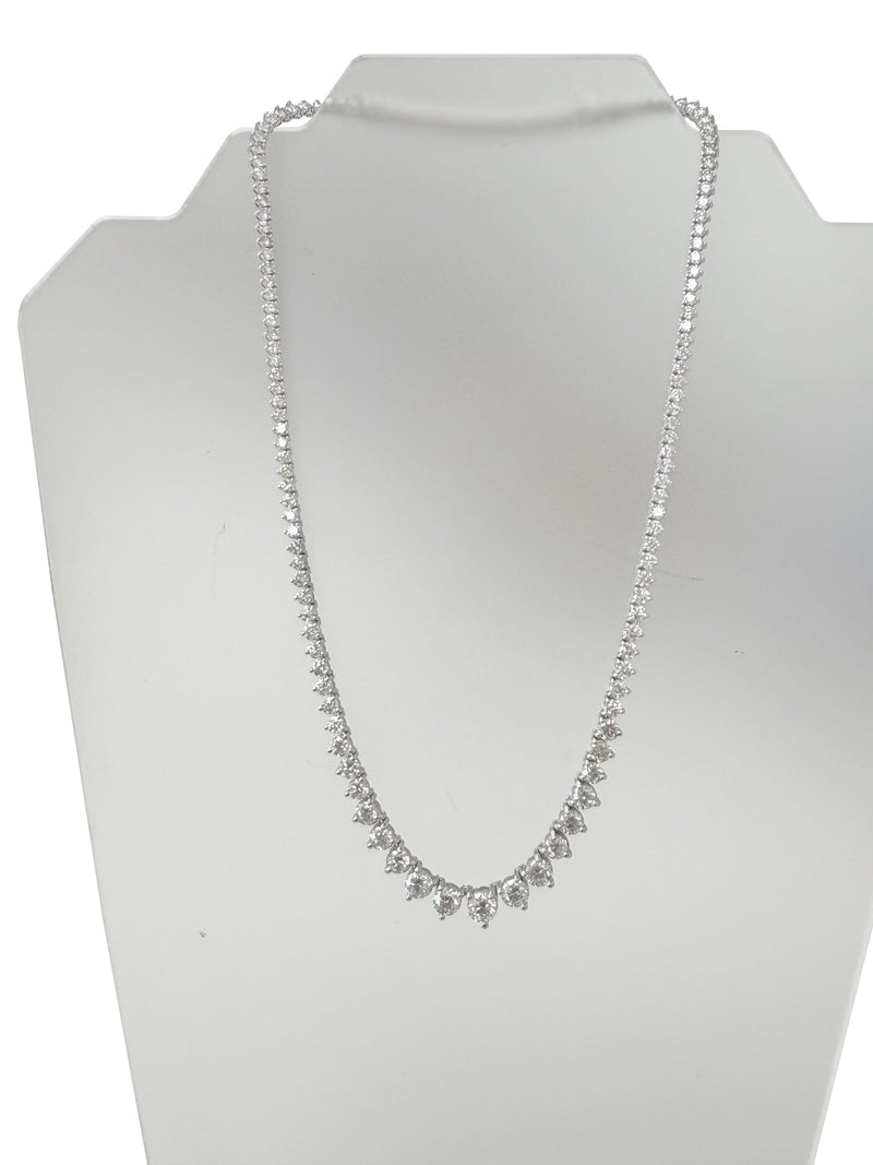 19.57ct Natural Diamond Graduated Tennis Necklace in 14K White Gold