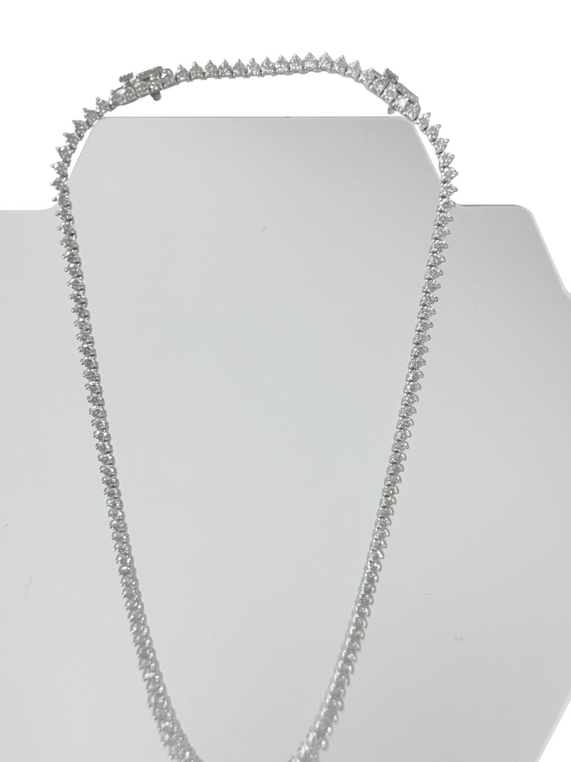 19.57ct Natural Diamond Graduated Tennis Necklace in 14K White Gold