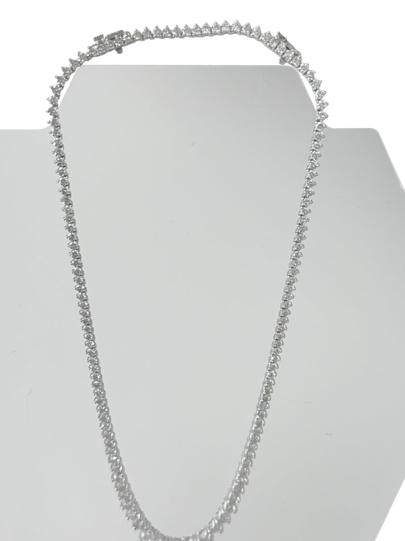 19.57ct Natural Diamond Graduated Tennis Necklace in 14K White Gold