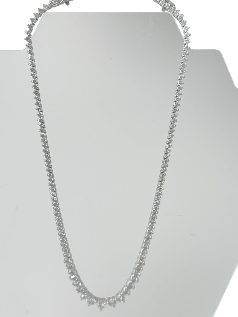 19.57ct Natural Diamond Graduated Tennis Necklace in 14K White Gold