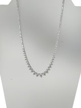 19.57ct Natural Diamond Graduated Tennis Necklace in 14K White Gold