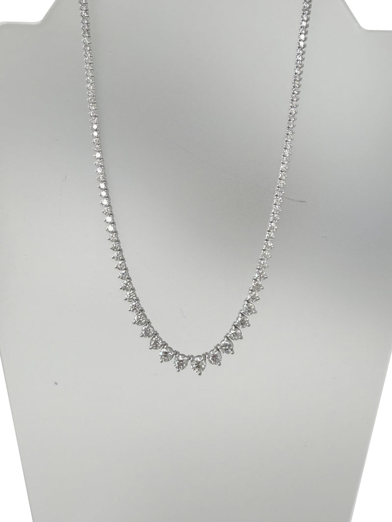 19.57ct Natural Diamond Graduated Tennis Necklace in 14K White Gold