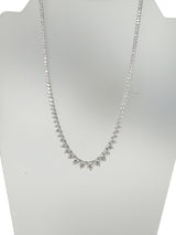 19.57ct Natural Diamond Graduated Tennis Necklace in 14K White Gold