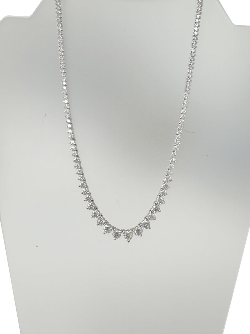 19.57ct Natural Diamond Graduated Tennis Necklace in 14K White Gold